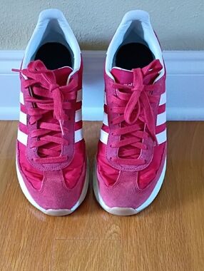 Women's Pink Lace-Up Sneakers with White Stripes
